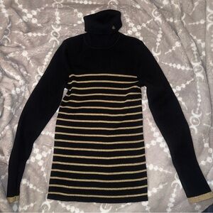 Ralph Lauren Black and Gold Women's Turtleneck Sweater